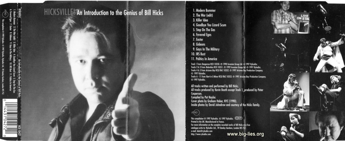 Bill Hicks HICKSVILLE! CD card insert